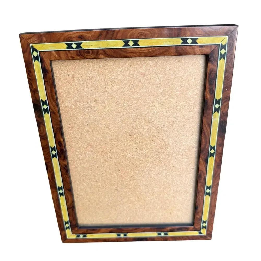 Vintage Ornate Standing Picture Frame Inlaid Wood For 5x7 Picture Print Italian